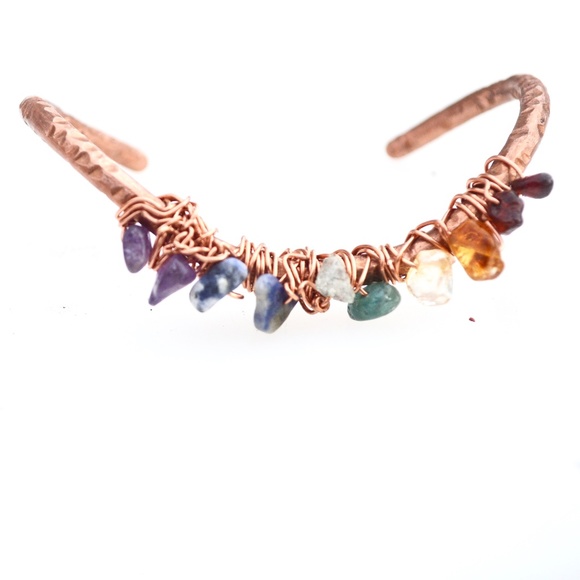 Chakra Bracelet Natural Copper Wire Wrapped Reiki - Picture 3 of 9